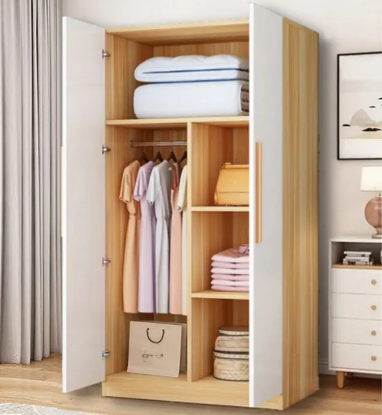 Armario de madera armario de dormitorio armario de ropa organizador simple y conveniente