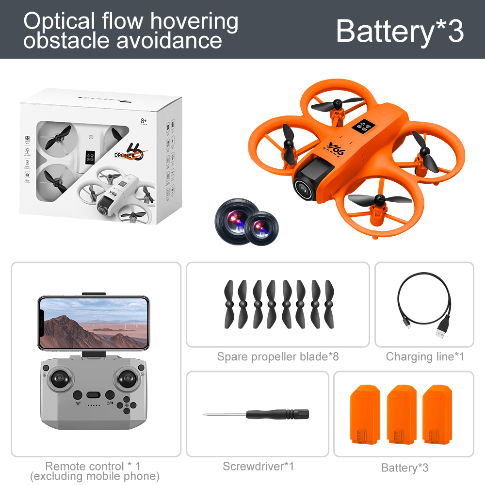 Drone orange avec 3 batteries