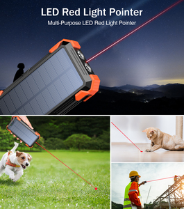16000mAh ad alta capacità impermeabile caricabatteria solare portatile tipo-C Power Bank 15W ricarica rapida LED luce di campeggio puntatore Laser per - Product Image 4