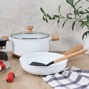 Bán chạy nhất đồ dùng nhà bếp trắng 9 miếng nhôm giả mạo pan đá cẩm thạch granite không dính cookware set - Product Image 4