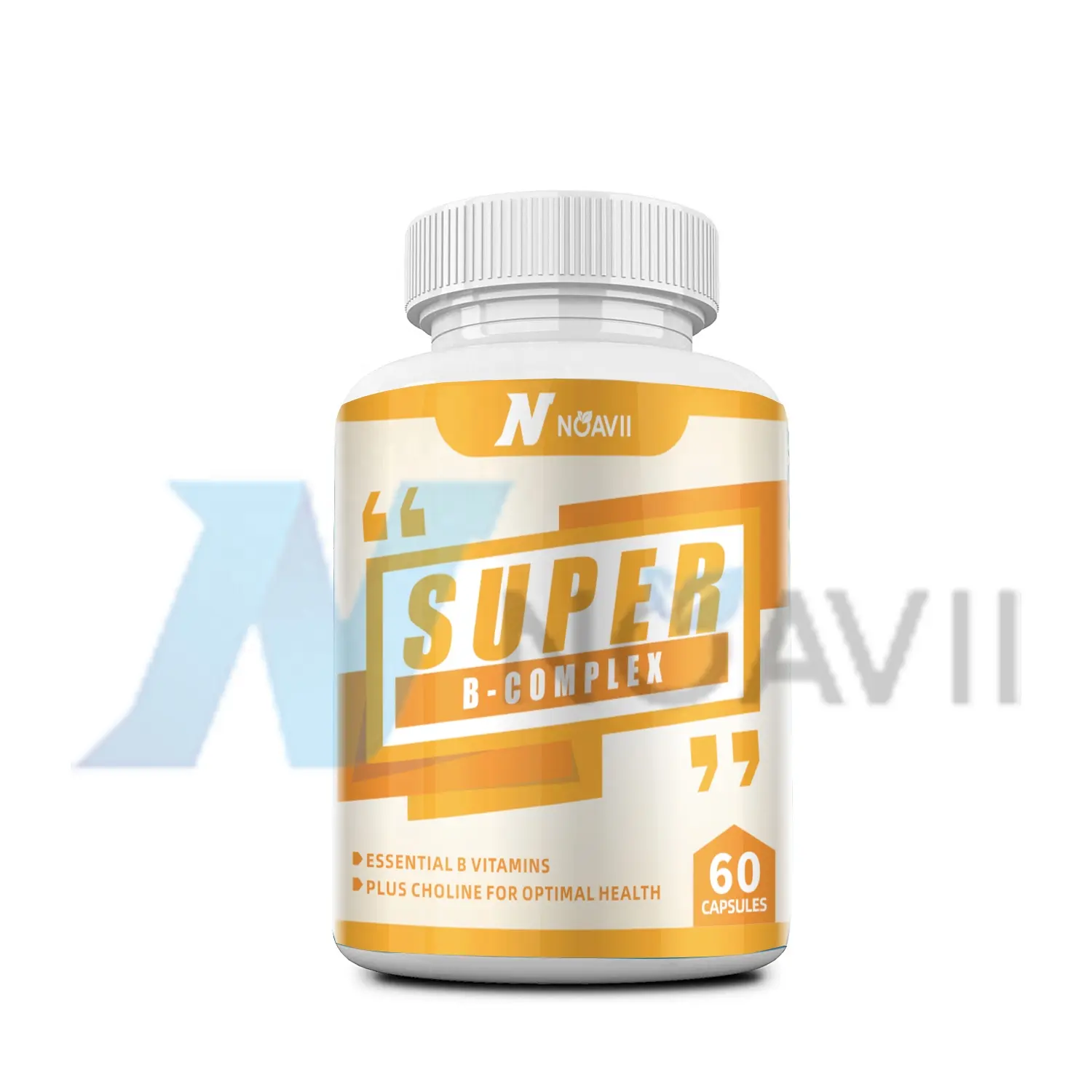 Cápsulas vegan super b com coluna e inositol, vitaminas b1, b2, b3, b5, b6, b8, b9 & b12, b100 60