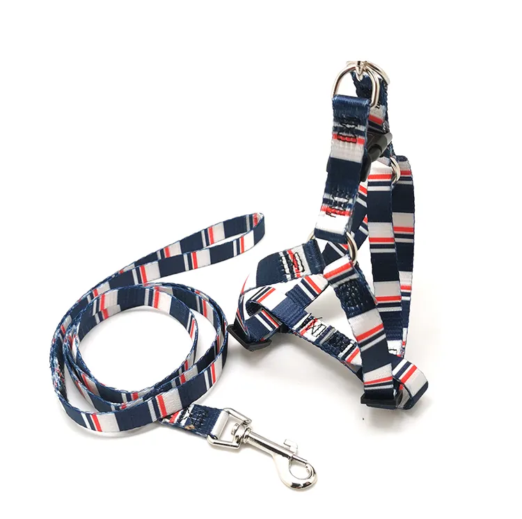 High Quality Customized Pattern dog leash collar set and harness