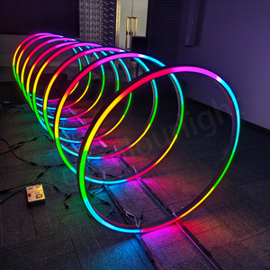 Ceiling Decoration DJ <strong>DMX</strong> Lighting RGB <strong>LED</strong> Tunnel Wedding Installation Neon Flex Tube Pixel Aluminum Shell <strong>LED</strong> Ring Lights