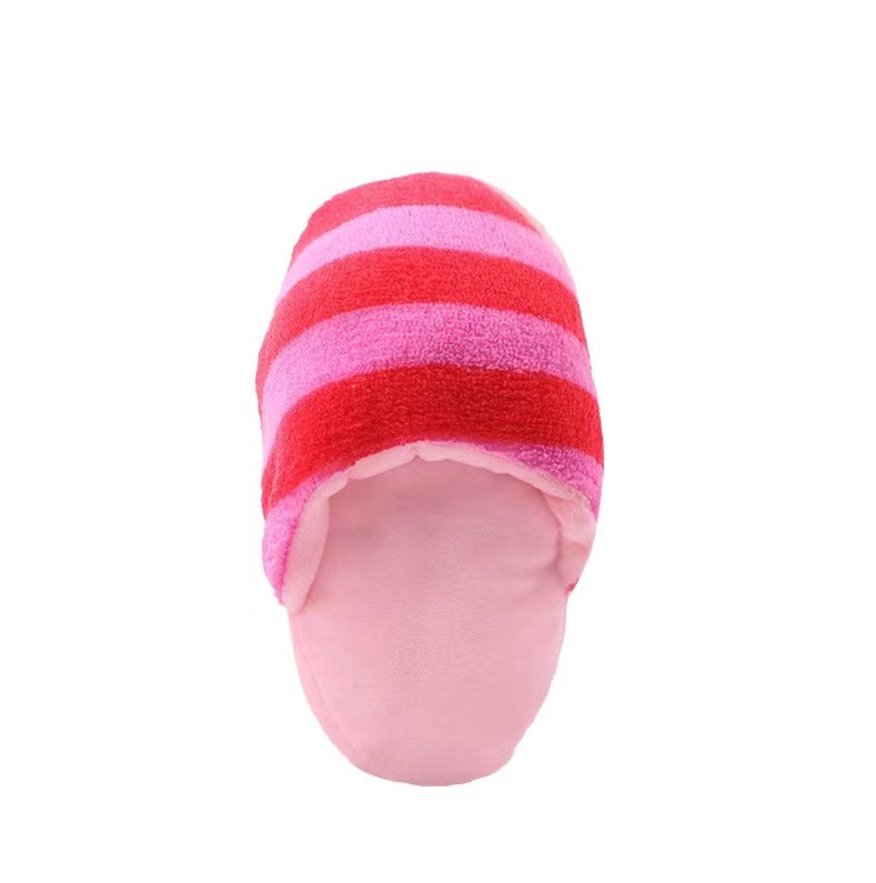 Zapatillas de felpa a rayas rojas y rosas - empaque OPP