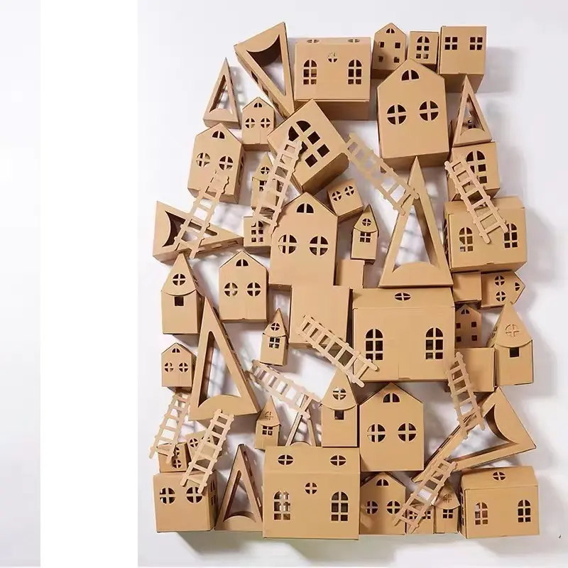 Origami casa decoraciones niños hecho a mano papel artesanía paquete DIY montaje accesorios galleta casa Juguetes