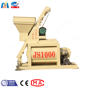 เครื่องผสมคอนกรีตแบบบังคับใบมีดผสมสองเพลา JS เครื่องผสมคอนกรีต1000ในโรงงานแบทช์คอนกรีตในกานา
