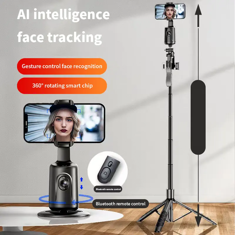 Soporte de teléfono de seguimiento de cuerpo de cara inteligente de rotación automática 360 No se requiere aplicación Transmisión en vivo Soporte de video de YouTube Soporte móvil