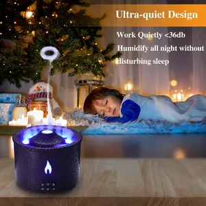 300ml Quiet Aroma therapy Mist Flame Luftbe feuchter Diffusor mit ätherischen Ölen und Flame Night Light Remote Control Timer - Product Image 3