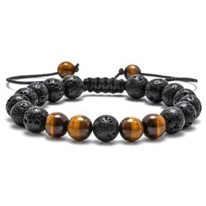 Lava Rock 7 Chakrasエッセンシャルオイルディフューザー男性宝石ブレスレットカラフルなすべての天然織りブレスレットメーカーデザイン