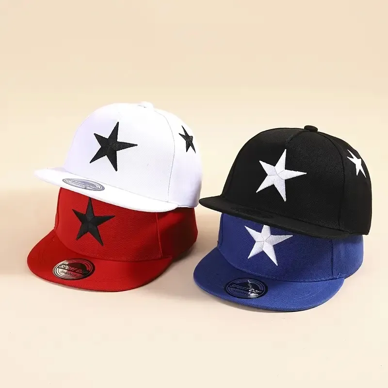 새로운 스타일 3D 자수 5 각형 스타 디자인 패턴 패션 모자 폴리 에스테르 코튼 힙합 야구 모자