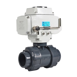 COVNA快速发货DN50 2路3路电动Upvc球阀12V DC聚氯乙烯双联球阀电动球阀