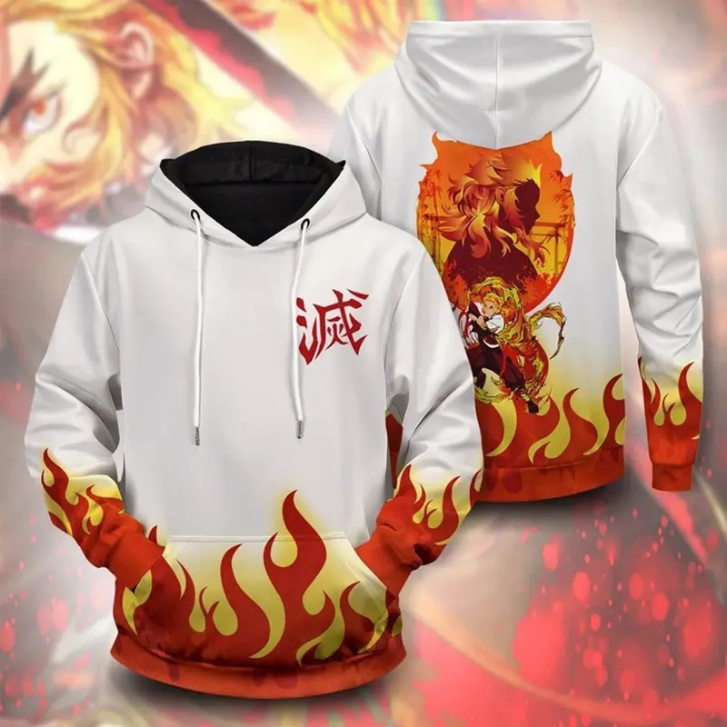 Pull à capuche personnalisé avec dessin animé Demon Slayer, impression 3d, nouvelle collection 2023