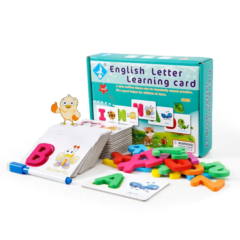 Carta di apprendimento della lettera inglese parole educative precoci ortografia giocattoli in legno per bambini