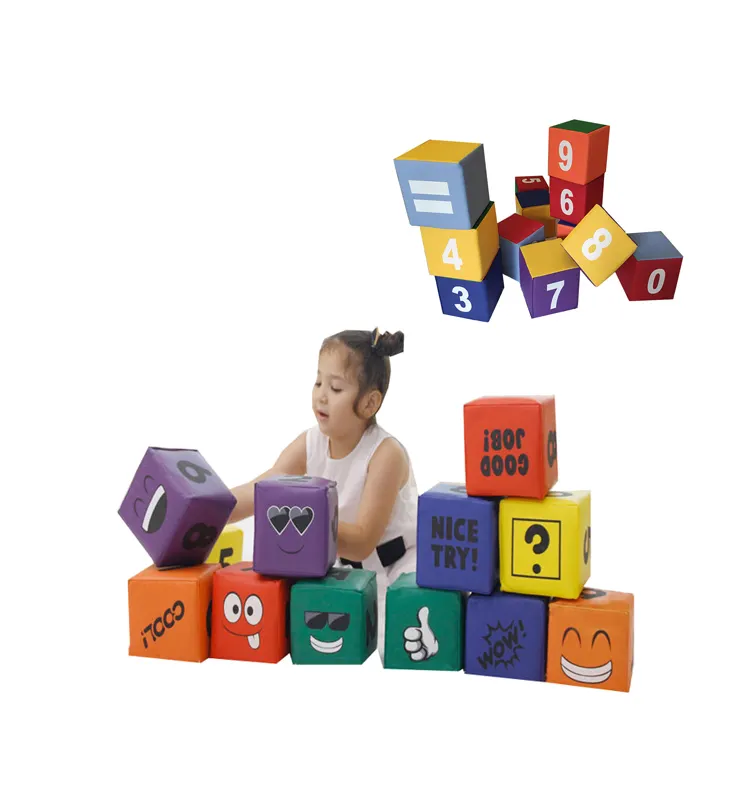 China Factory Direkt verkauf Benutzer definierte Ausdrücke Mathe-Druck 12-teilige Weichschaum-Bausteine Sets Baby Indoor Soft Play Sets
