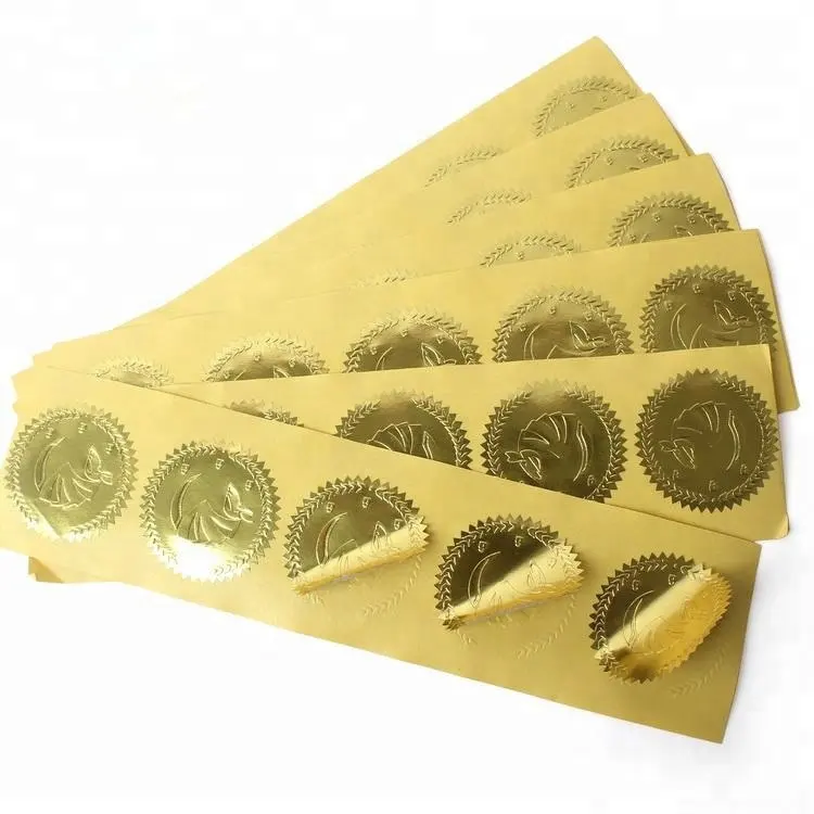 Commercio all'ingrosso di Scintillio Peelable Stampati Personalizzati 3D In Rilievo Logo del Marchio Oro Foil Adhesive Labels Stickers