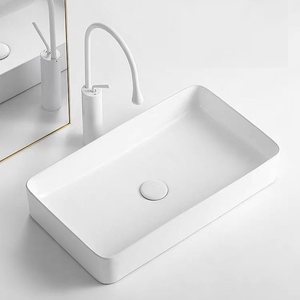 白色陶瓷矩形浴室水槽现代设计酒店洗手盆瓷盆 - Product Image 4