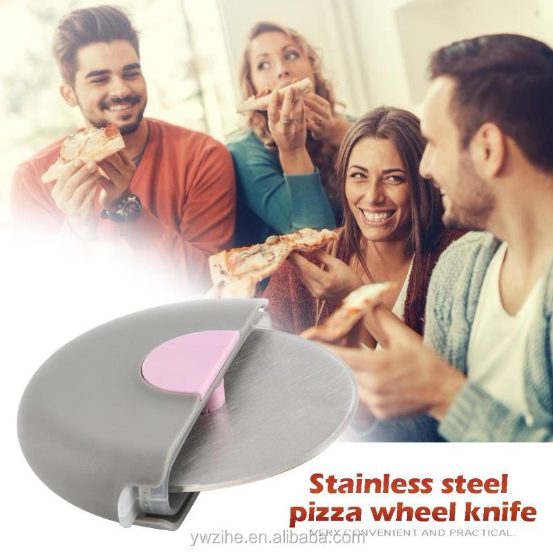 Professional Kitchen Baking Tool With Cover Stainless Steel Round Pizza Cutter Practical Pastry Cake Wheels Knife
