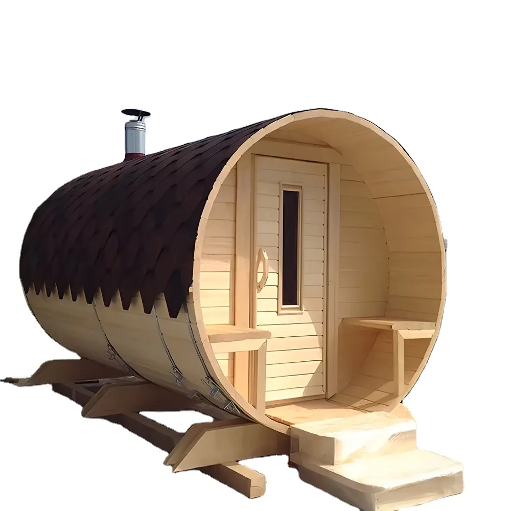 Sala de sauna finlandesa al aire libre para 4 personas con estufa de leña