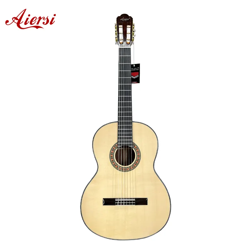 Aiersi Marca alto grau sólido abeto top guitarra clássica baixo preço guitarras espanholas artesanais nylon corda instrumento musical