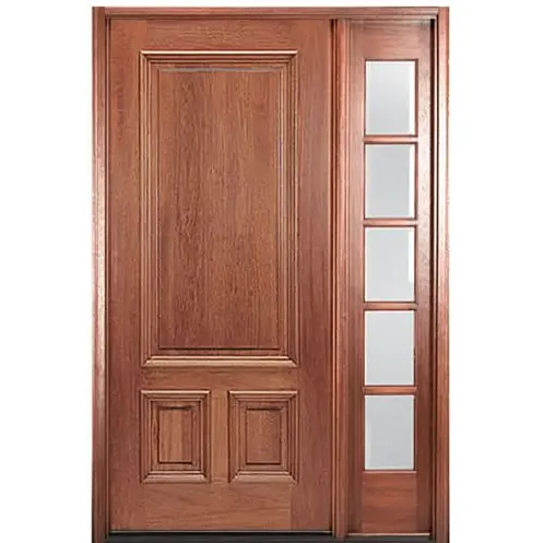 خشب متين الأبواب الخارجية مع إطار خشبي والزجاج الجانبي الجبهة الخارجية أبواب دخول للفيلا