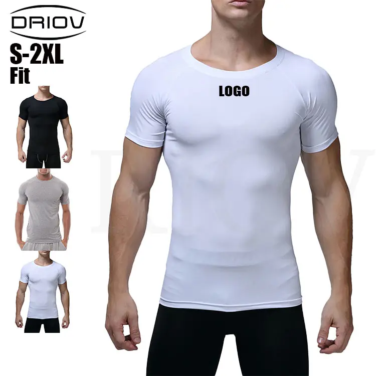 Atacado Dryfit Athletic Running Sports Wear Compressão Ginásio dos homens Muscle Fitness Roupas De Fibra De Bambu T Shirt Camisas