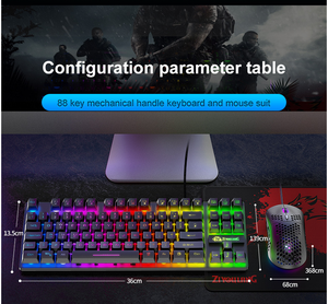 Gratis Lobo T2 luminosa conjunto de teclado y ratón de ordenador Juego de consola manipulador 88-británico clave teclado y ratón conjunto - Product Image 5