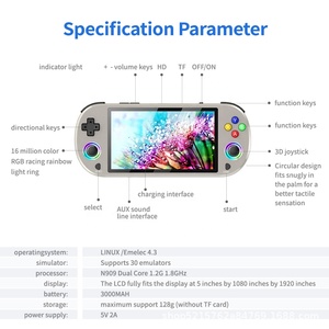 คอนโซลเกมแนวเรโทรแบบพกพาสำหรับมือถือ M22PRO | เครื่องเล่นหน้าจอ IPS แบบโอเพ่นซอร์ส5นิ้วรองรับการจำลอง30ตัว - Product Image 6