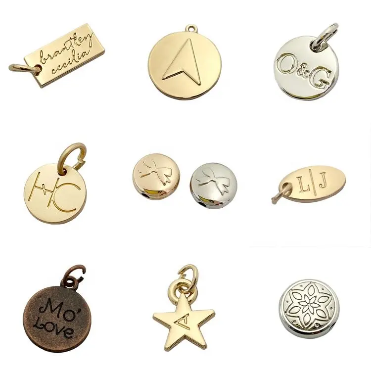US standard custom made logo engraved silver color charms jewelry name tags for bracelet