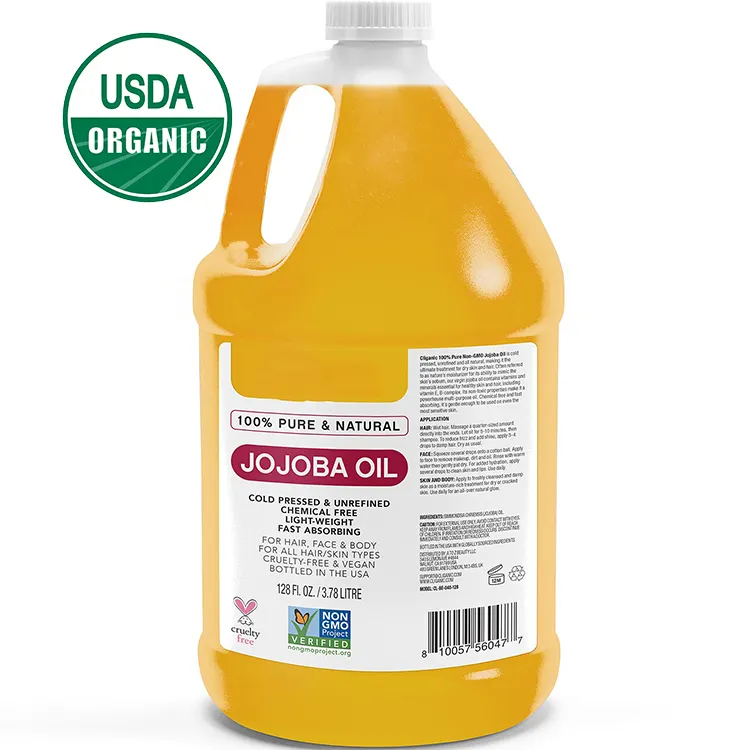 Huile de jojoba 100% pure biologique en vrac d'huile de transporteur de marque privée pour la peau