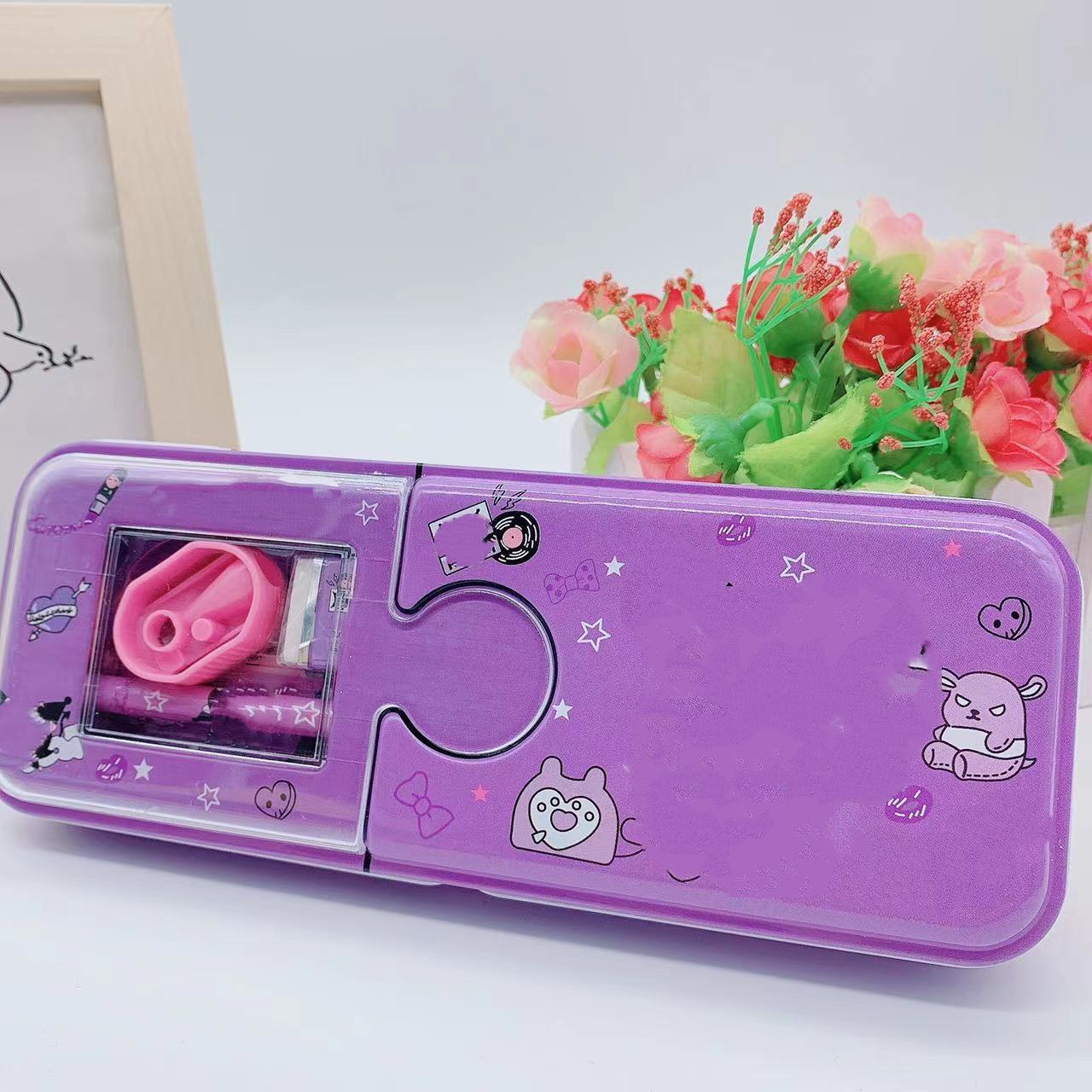 Stationery iron box with pencil eraser ruler Pencil sharpener