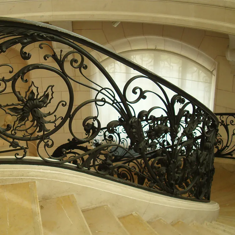 Barandilla decorativa interior duradera barata de moda barandilla balaustre Barandilla de escalera de hierro forjado barandillas