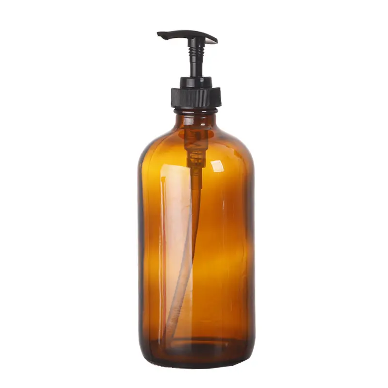 Botella de crema con bomba de vidrio esmerilada, botella de vidrio con forma de cilindro para embalaje cosmético