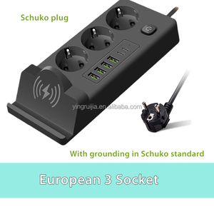 European 3 Socket Power Strip With Wireless Charging Rack,Extension Cable 3 Outlets With USB a + USB C Port Charger Power Socket - Product Image 4