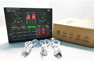 外部USBサウンドカードスタジオ録音オーディオインターフェイスPCライブストリームv8サウンドカードとマイクセット - Product Image 4