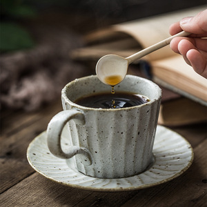 Solhui手工复古日本陶器咖啡杯茶碟套装陶瓷手工咖啡杯