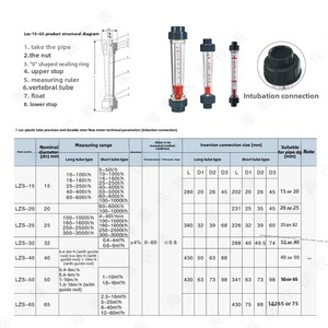 LZS-32/40/50/65管道式浮子液体流量计UPVC塑料转子流量计，220伏电压1年保修 - Product Image 4