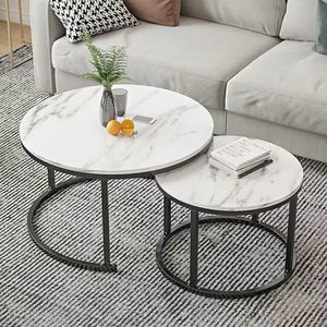 Minimalista ouro mármore preto pedra mdf madeira redonda mesa final ninho lateral conjunto de 2 aninhamento mesa de café para sala de estar