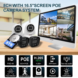 16.5-Inch Large Screen POE NVR 8Channels 4K HD LCD Monitor POE <strong>Camera</strong> System Support Hik Dh CCTV <strong>Camera</strong> - Product Image 2