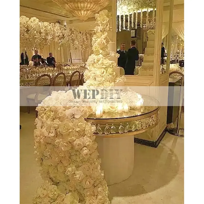 Boda, soporte de la torta de vidrio de acero inoxidable de la torta de vidrio de mesa de cristal de la boda candelabro de cristal de boda conjunto de soporte para pastel