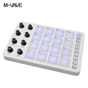 Controlador MIDI USB con 16 almohadillas de batería 8 perillas asignables Nota Repetir botones de nivel completo