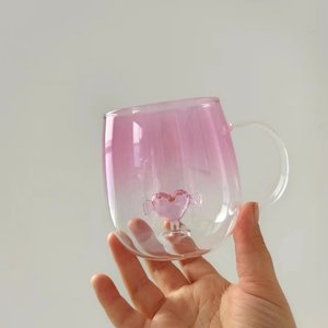 Beyond 3D透明玻璃杯大容量单层心形设计玻璃杯带手柄，用于果汁茶冷饮 - Product Image 3