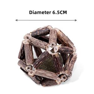 Rompecabezas de hierba gatera tejida a mano de gatos pequeños a grandes, juguetes de bola de menta, juego de ejercicio con Silvervine Polygonum hecho de madera - Product Image 6