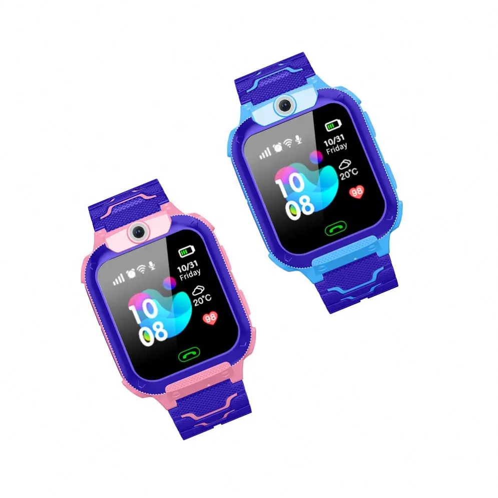 Relógios infantis mais baratos 8 Years Old Boys Sim Card Phone Crianças Crianças Smart Watch Mobile Phone Silicone Square IP68 Q12 TFT