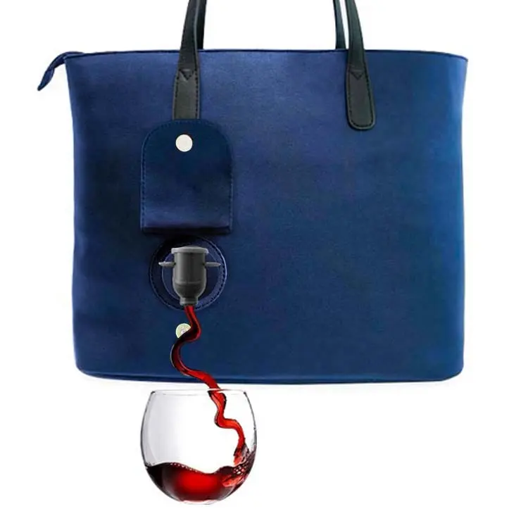 Vin conditionné de luxe, sac pour femmes, 2 bouteilles, porte-monnaie avec bec, frais, cadeau, bleu marine