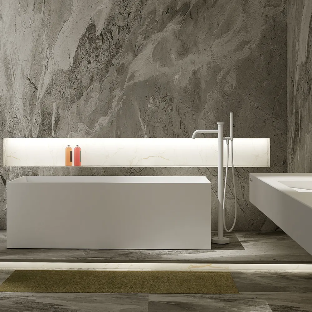 Vendita calda di Design moderno Freestanding vasca da bagno bianca Free Standing da sola vasche da bagno in acrilico