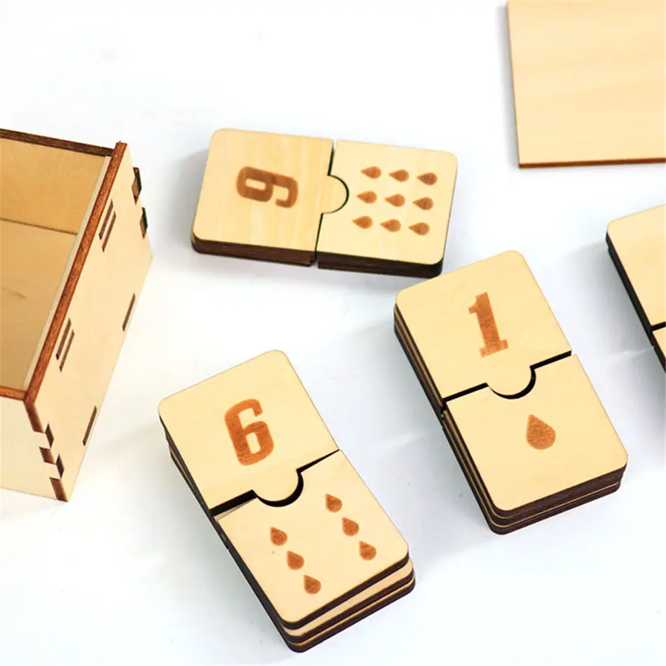 カスタム木製ナンバーマッチパズル手作り木製ドミノ天然モンテッソーリおもちゃ木製子供用