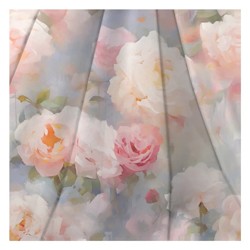 Telas de gasa de Impresión digital personalizada 100% poliéster tela de gasa floral para ropa de vestir