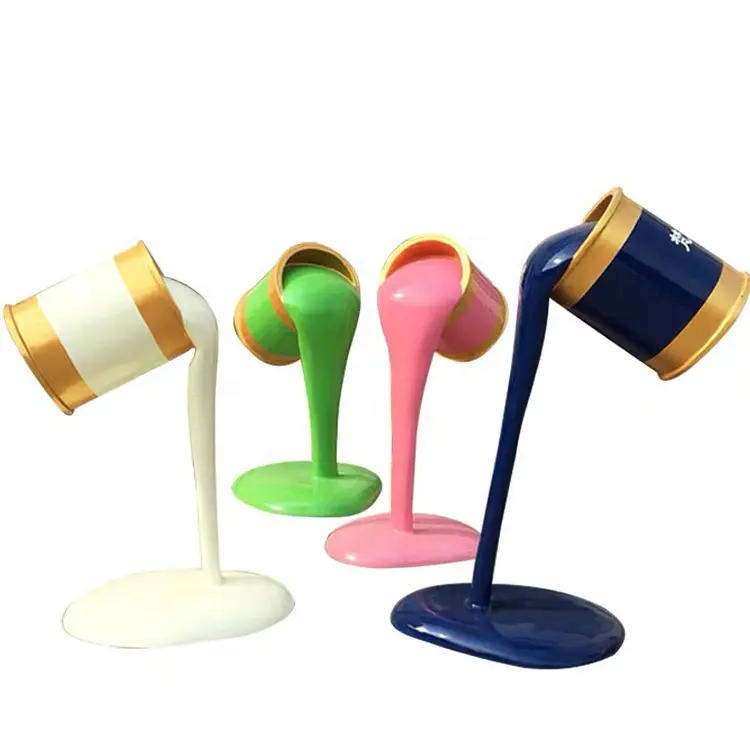 Özelleştirilebilir açık boya kova heykel yaratıcı renk boyama boya kova fiberglas şemsiye kurutucu süslemeleri