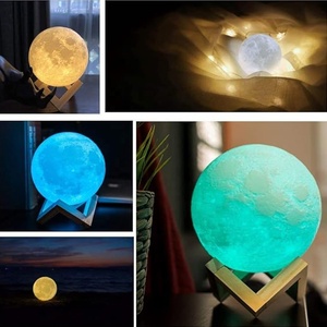 TAIKOO ชาร์จ 16 สี LED โคมไฟดวงจันทร์ 3D พิมพ์ ABS ลูกโลกระบบควบคุมแบบสัมผัสแสงดวงจันทร์ของขวัญรีโมทคอนโทรล 3D โคมไฟดวงจันทร์ - Product Image 4