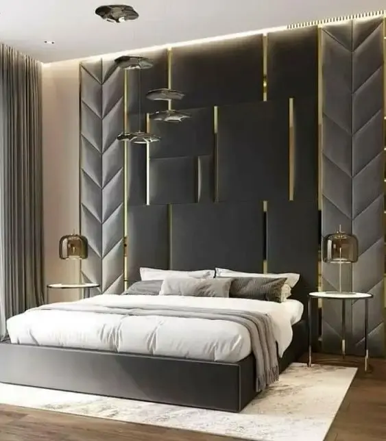 Venta al por mayor moderno hotel cama habitación muebles tapizados panel de pared de cuero cabecero para Villa Casa Apartamento